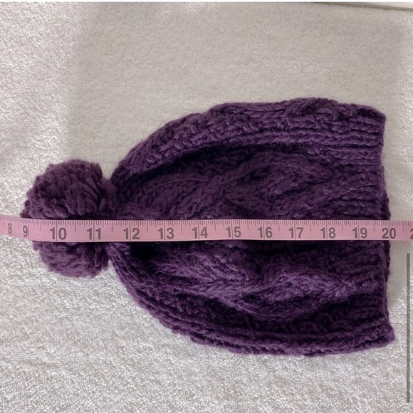 5/$25 Purple Acrylic Wool Cable Knit Toque Beanie With Pom Pom - Picture 8 of 8